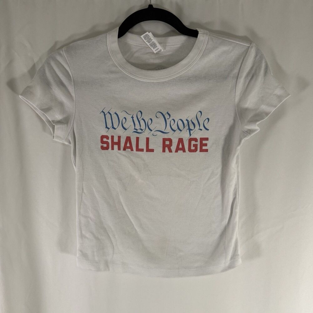 Barstool Sports We The People Shall Rage Crop Top Women's Small White Short Slv